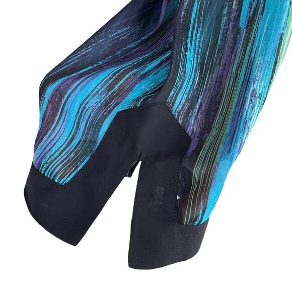 JM Collection SZ 12 Top 3/4 Sleeves V-Neck Lightweight Lined Abstract Side Slits - Picture 5 of 10